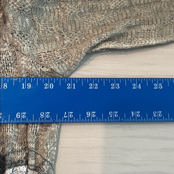 Chico's Taupe and Blue Embellished Open Cardigan with Cutout Pattern -Size 1 - Picture 9 of 12